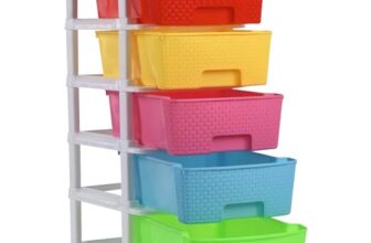 Kuber Industries 5-Layer & 92 Ltr Plastic Drawer Storage Organiser | Modular Kitchen Cabinet & Toy Organizer For Kids Room | Multicolor