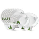 Larah By Borosil Oval Fluted Series Opalware Dinner Set | 21 Pieces For Family Of 6 | Microwave & Dishwasher Safe | Bone-Ash Free | Crockery Set For Dining & Gifting | Plates & Bowls | White