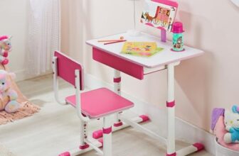 Amazon Brand – Solimo Study Table And Chair With Drawer In Pink