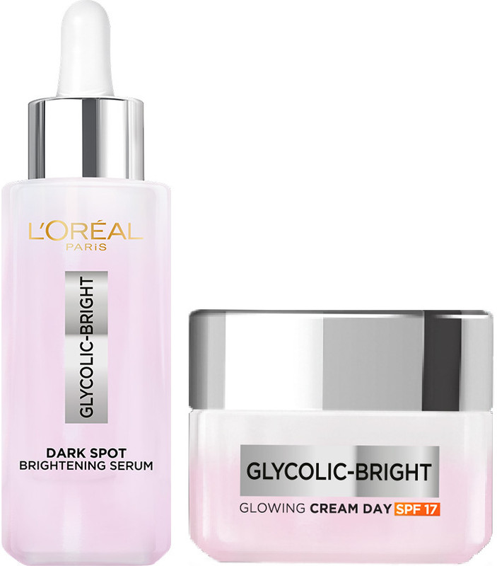 L’Oréal Paris Glycolic Bright Alia Combo, Dark Spot Brightening Serum 15Ml + Glowing Day Cream 15Ml(2 Items In The Set)