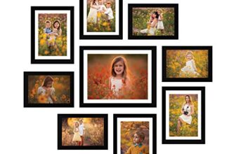 Amazon Brand – Solimo Collage Set Of 9 Photo Frames ( 5 X 7 Inch – 4, 6 X 8 Inch – 4 & 8 X 10 Inch – 1) , Black