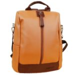 Amazon Basics Women’S Convertible Pu Leather 2 Compartment Backpack | Water-Resistant | Fits 13″ Laptop | Anti-Theft Pockets | Multi-Style Backpack, Crossbody | College, Travel, Daily Use(Brown)