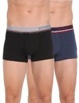 U.S. Polo Assn. Mens Solid Cotton Spandex I014 Trunks – Pack Of 2 (Black/Denim Mel Xl)