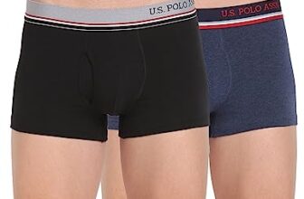 U.S. Polo Assn. Mens Solid Cotton Spandex I014 Trunks – Pack Of 2 (Black/Denim Mel Xl)