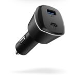Spigen Max 30W(12W+12W When Using Both Port) Fast Car Charger Adapter, Budget-Friendly, Dual Port(Type-C, Type-A) For Iphone 17/16/15/14 Series, Galaxy S25/24/23, Earbuds & More