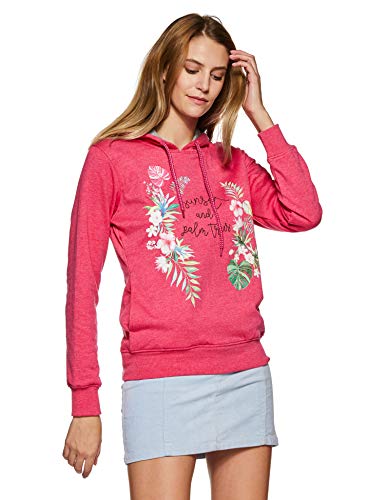 Qube By Fort Collins Women’S Cotton Hooded Neck Sweatshirt (302 Smu_L_Rose_Rose_L)