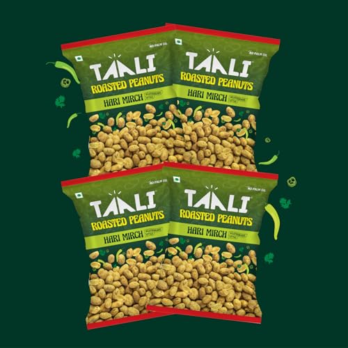 Taali Flavour Roasted Peanuts | Hari Mirch, Bold Green Chilli Flavour | Bharuchi Nuts | No Palm Oil, Not Fried, 140G (Pack Of 4)