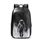 Gear Art Astronaut Backpack 17″/30L Medium Water Resistant School Bag/Casual Backpack/Daypack/Kids Bag For Boys/Girls (Black-White)
