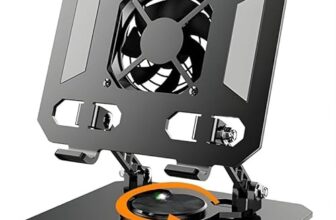 Voco Rotatable Aluminium Laptop Stand With Magnetic Cooling Fan | 360° Rotation Laptop Holder For Table & Bed | Foldable Laptop Stand For Gaming, Office & Work From Home (Black)