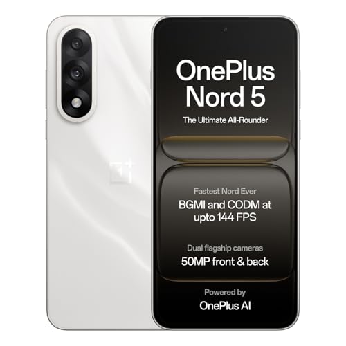 Oneplus Nord 5 | Snapdragon 8S Gen 3 | Stable 144Fps Gaming | Dual 50Mp Flagship Camera | Powered By Oneplus Ai | 8Gb + 256Gb | Marble Sands