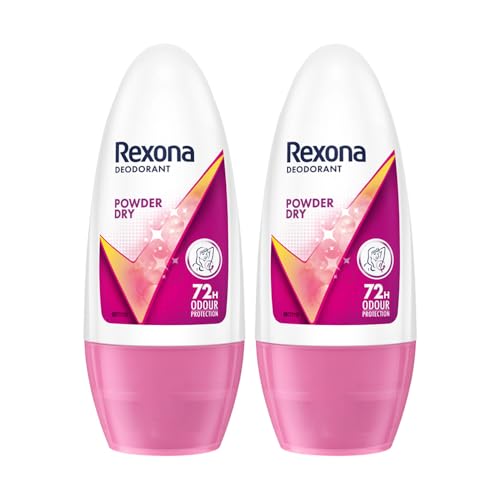 Rexona Powder Dry Underarm Roll-On Deodorant For Women | 72H Odour Protection | 50Ml (Combo Pack Of 2)