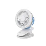 Goldmedal I-Lux 100 Mm Portable Desk Mounted Clip Fan| Multi-Clip Function| Type-C Usb-Powered Rechargeable Battery With 6-7 Hours Backup| Bright Light | Personal Fan For Home & Office (White-Blue)