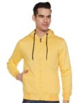 Qube By Fort Collins Men’S Fleece Hooded Neck Regular Fit Sweatshirt (929206 Smu_Mango Milange_Medium)
