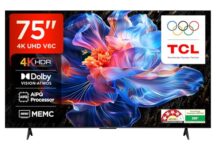 Tcl 189 Cm (75 Inches) Metallic Bezel Less Series 4K Ultra Hd Smart Led Google Tv 75V6C (Black)
