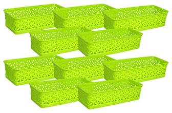 Wonder Plastic Prime Alexa 9 Multipurpose Tokri For Drawer Dividers/Storage Tokri, Set Of 10 Pcs, Green Color