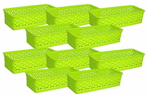 Wonder Plastic Prime Alexa 9 Multipurpose Tokri For Drawer Dividers/Storage Tokri, Set Of 10 Pcs, Green Color