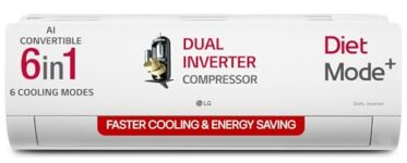 Lg 1.5 Ton 5 Star Dual Inverter Split Ac (Copper, Ai Convertible 6-In-1, Viraat Mode, Faster Cooling & Energy Saving, 4 Way Swing, Hd Filter With Anti-Virus Protection, Us-Q19Qnze1, White)