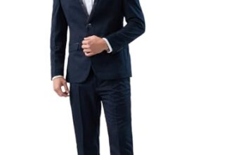 Park Avenue Men Super Slim Fit Dobby Pattern Terylene Rayon Blend Bandhgala Flat Front Ceremonial Suit Dark Blue