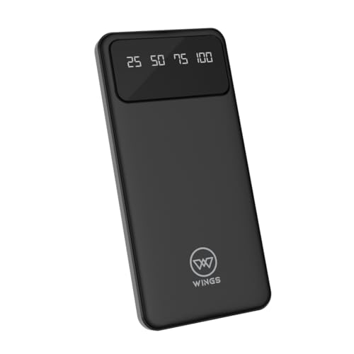 Wings Hyper Charge 10000Mah Power Bank,20W Powerbank Fast Charging,Dual Output Powerbank With Fast Pd Output,Li-Polymer, Multi- Protection Powerbank For Iphone, Android & Other Devices, Made In India