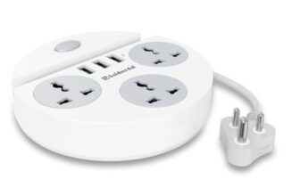 Goldmedal Zippo 1.5-Meter Extension Cord | 3 Usb Charging Ports & Mobile Holder | Master Switch With Indicator | 3 Universal Sockets | Compatible With All Devices | For Home & Office | White