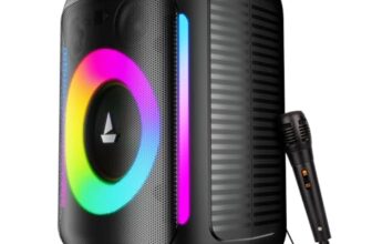 Boat 2025 Launch Partypal 30, 25W Signature Sound, Rgb Leds, Wired Mic For Karaoke, Up To 6H Battery, Tws Mode, Multi Connect, Bluetooth Speaker, Wireless Speaker, Portable Speaker (Premium Black)