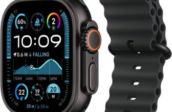 Apple Watch Ultra 2 Gps + Cellular 49Mm Black Titanium With Black Ocean Band(Black Strap, Free Size)