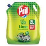 Pril Lime Liquid Dishwash Gel – 2 Litre Pouch | Dish Cleaning Liquid Gel With German Technology – Active Power Molecules Leaves No Residue, Grease Cleaner For All Types Of Utensils