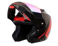 Vega Crux Dx Checks Flip-Up Full Face Helmet Black Red, Size: M(57-58 Cm)