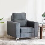 Home Centre 1 Seater Helios Vive Fabric Sofa| Fabric Sofa| (Grey) |1 Year Warranty