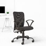 Cellbell© Calisto C83 Mesh Mid-Back Ergonomic Office Chair/Revolving Computer Chair For Work From Home/Study, Metal Base, Backrest Adjustable [Black]