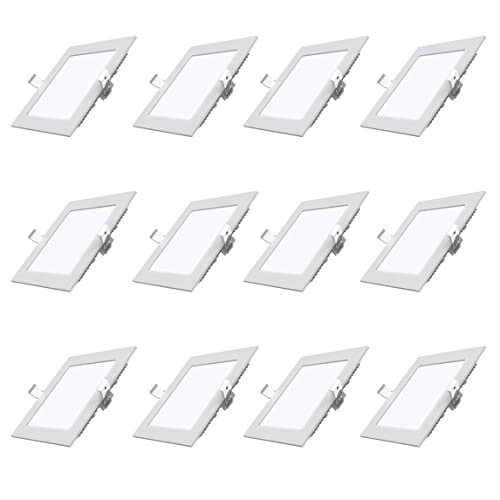 Polycab 3W Led Panel Light Scintillate Edge Slim Square Smart Offers Bright Lumination Long Lifespan No Harmful Radiation (Cool White, 6500K, 12 Pcs, Cut Out: 2.55 Inches)