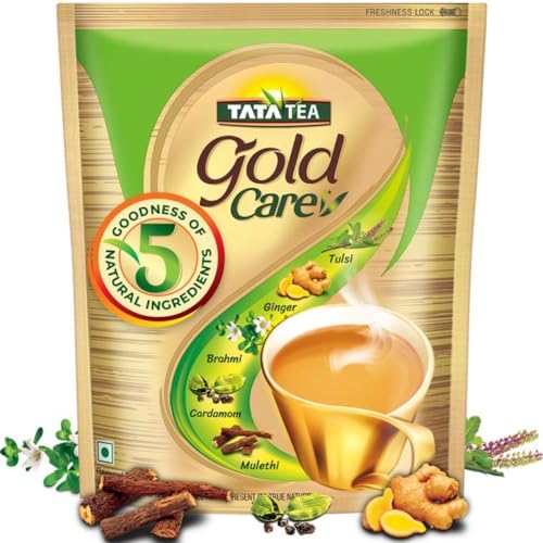 Tata Tea Gold Care 1Kg, Rich In Taste, Goodness Of Elaichi, Ginger, Tulsi, Brahmi & Mulethi, Black Tea, Loose Leaves