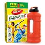 Dabur Gluco Plus C Lemon 1 Kg – Glucose Drink Enriched With Calcium & Vitamin C, 99.4% Pure Glucose For Instant Energy, Refreshes & Energizes Body, Helps Recovery From Heat Fatigue