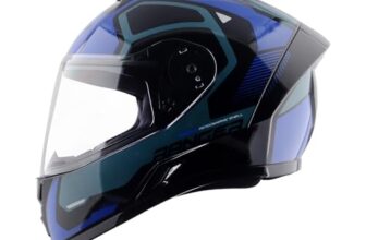 Vega Ranger Crew Isi Certified Gloss Finish Full Face Helmet For Men With Clear Visor-Black Blue-M