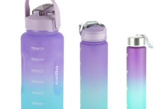 Cello All Day Large Water Bottle, Purple | Set Of 3 (310Ml, 790Ml, 2085Ml) | Leakproof, Easy To Carry, Lightweight | Gym Workout Water Bottle For Fitness, Office, School, Sports & Outdoor Hydration