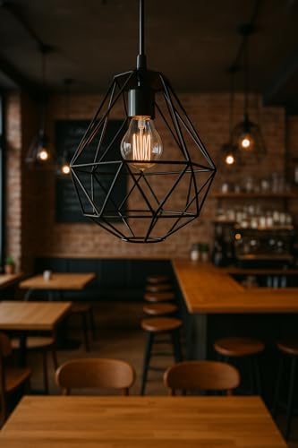 Bene Chico Pendant Lamp, Mild Steel Indoor Modern Hanging Lamp, E-27 Base Ceiling Hanging Light For Home Decor, Kitchen, Living Room, Bedroom, 20 Cm (Black, Pack Of 1 Pc)