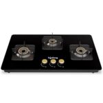 Lifelong 3 Burner Hob Top Battery Operated | Gas Stove With Automatic Ignition – Toughened Glass Top Gas Stoves For Kitchen | Italian Gas Valve | Ideal Gas Stove For Modular Kitchen (Llht005)