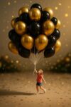 Pulgos 50Pcs For Birthday Decoration Items, Anniversary, Baby Shower, Bachelorette Decorations. Metallic Chrome Balloons For Decorations(Black & Golden)