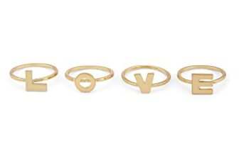 Zaveri Pearls Set Of 4 Gold Tone Love Contemporary Rings For Women-Zpfk13733