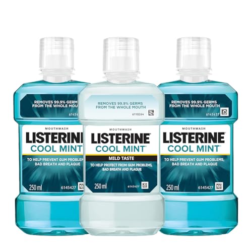 Listerine Cool Mint Mouthwash 250Ml (Pack Of 2) + Listerine Cool Mint Mild Taste Mouthwash 250Ml (Pack Of 1)