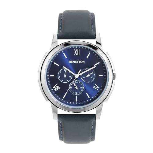 United Colors Of Benetton Men Blue Round Brass Dial Analogue Watch- Uwucg0802