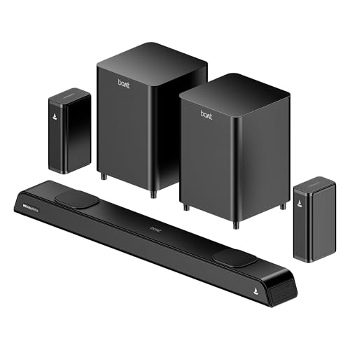 Boat Aavante 5.2.4 Prime 6250Da (2025 Launch), Dolby Atmos, 625W, 5.2.4Ch(Dual Subwoofers & Wireless Satellites),Multi Connectivity, Bluetooth Sound Bar, Home Theatre Soundbar Speaker (Premium Black)