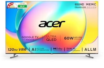 Acer 164 Cm (65 Inches) Super Series 4K Ultra Hd Smart Qled Google Tv Ar65Qdxgu2875At (Black) 2024 Model