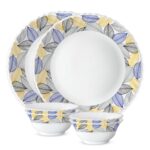 Larah By Borosil Silk Series Kora Opalware Dinner Set | 6 Pieces For Family Of 2 | Microwave & Dishwasher Safe | Bone-Ash Free | Crockery Set For Dining & Gifting | Plates & Bowls | Leaf Pattern