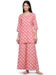 Libas Womens Printed Cotton Night Suit Set For Women Pink