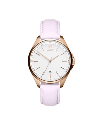Mvmt Coronada Qtz Basic Analog Calendar White Round Dial Women’S Watch, Rose Leather Material, Rose Band – 28000021-D