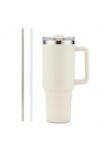 Arrivederci 1200Ml Stainless Steel Tumbler | Double Wall Insulated | Keeps Drinks Cold 24H & Hot 12H | Leakproof Lid & Straw | Bpa-Free Travel Mug For Office, Gym, Car (Cream)