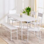 Home Centre 6 Seater Lia Rubber Wood Dining Set | Rubber Wood Dining Table With 4 Cushion Chair And 1 Cushion Bench | (Brown) | 1 Year Warranty