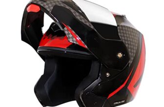 Vega Crux Dx Checks Flip-Up Full Face Helmet Black Red, Size: L(59-60 Cm)