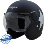 Vega Jet Star Motorbike Helmet(Dull Black Silver)
